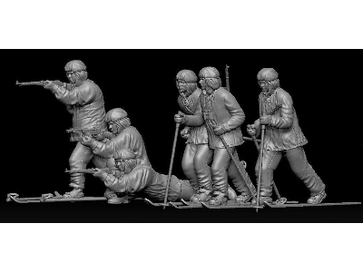 6 Russian Soldiers In Winter Suit With Ski - zdjęcie 1