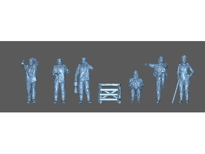 3 German Pilots And 3 Mechanics And Ladder Wwi - zdjęcie 1