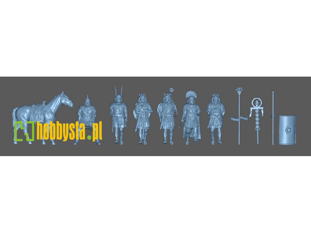 6 Roman Legionnaires Officers Walking - 1 Officer On Horseback - zdjęcie 1