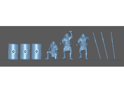 6 Roman Legionnaires Shield Wall - 3 With Sword And 3 With Spear In Full Armour - zdjęcie 1