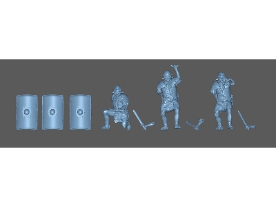 6 Roman Legionnaires Shield Wall - 3 With Sword And 3 With Spear In Full Armour - zdjęcie 2