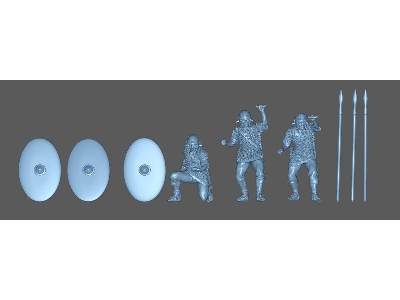 6 Roman Legionnaires Shield Wall - 3 With Sword And 3 With Spear In Chain Mail - zdjęcie 2