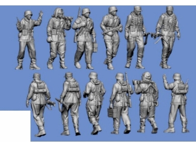 6 Waffen Ss Grenadier Walking In Winter Uniform, Russia - zdjęcie 1