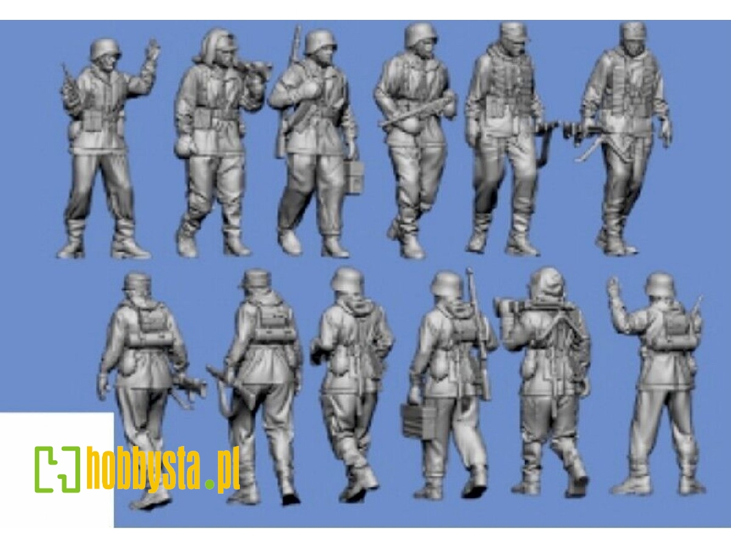 6 Waffen Ss Grenadier Walking In Winter Uniform, Russia - zdjęcie 1