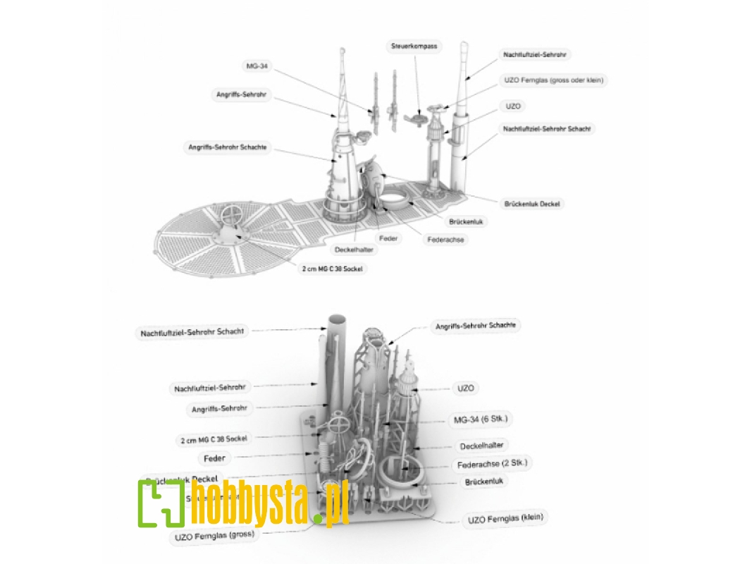 U-boot Typ Vii C - Tower Interior Parts (3d-printed) - zdjęcie 1