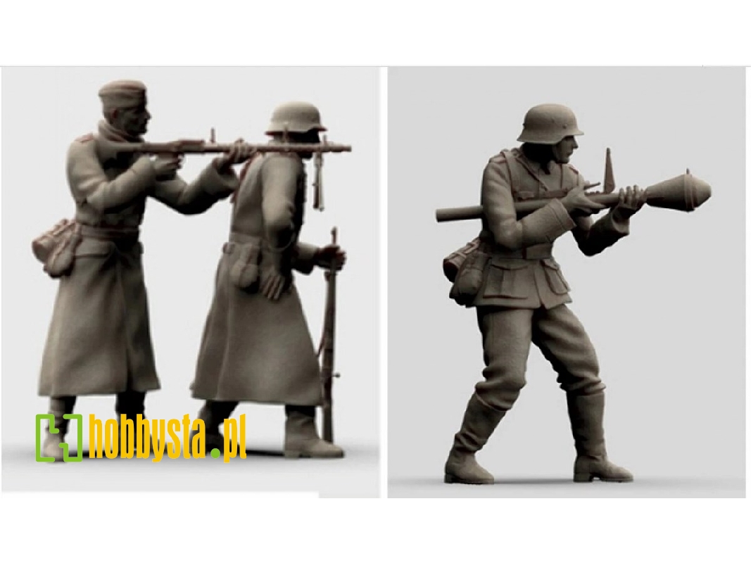 4 German Soldiers Firing With Machine Gun And Panzerfaust - zdjęcie 1