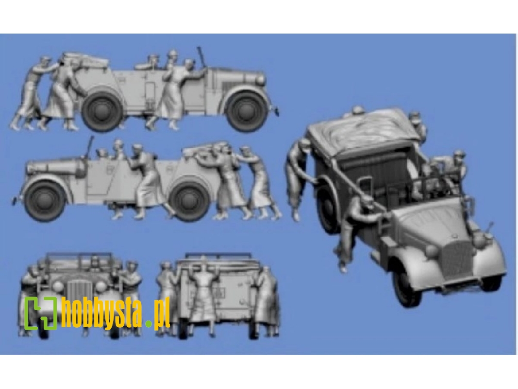 Horch With 6 German Soldiers Pushing - zdjęcie 1