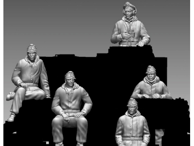 German Tank Crew In Winter Gear Sitting And Standing (5 Figures) - zdjęcie 1