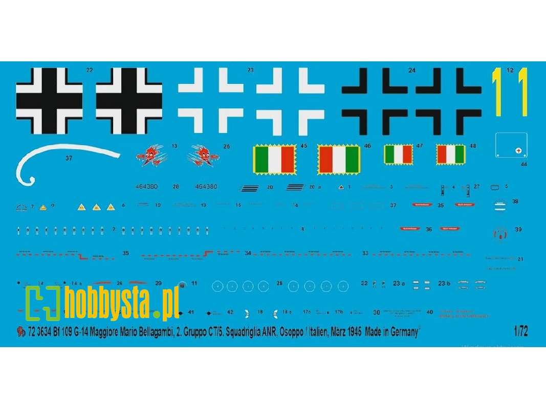 Bf 109 G-14  Maggiore Mario Bellagambi, 2. Gruppo Ct/5. Squadriglia Anr, Osoppo/Italy, March 1945 - zdjęcie 1