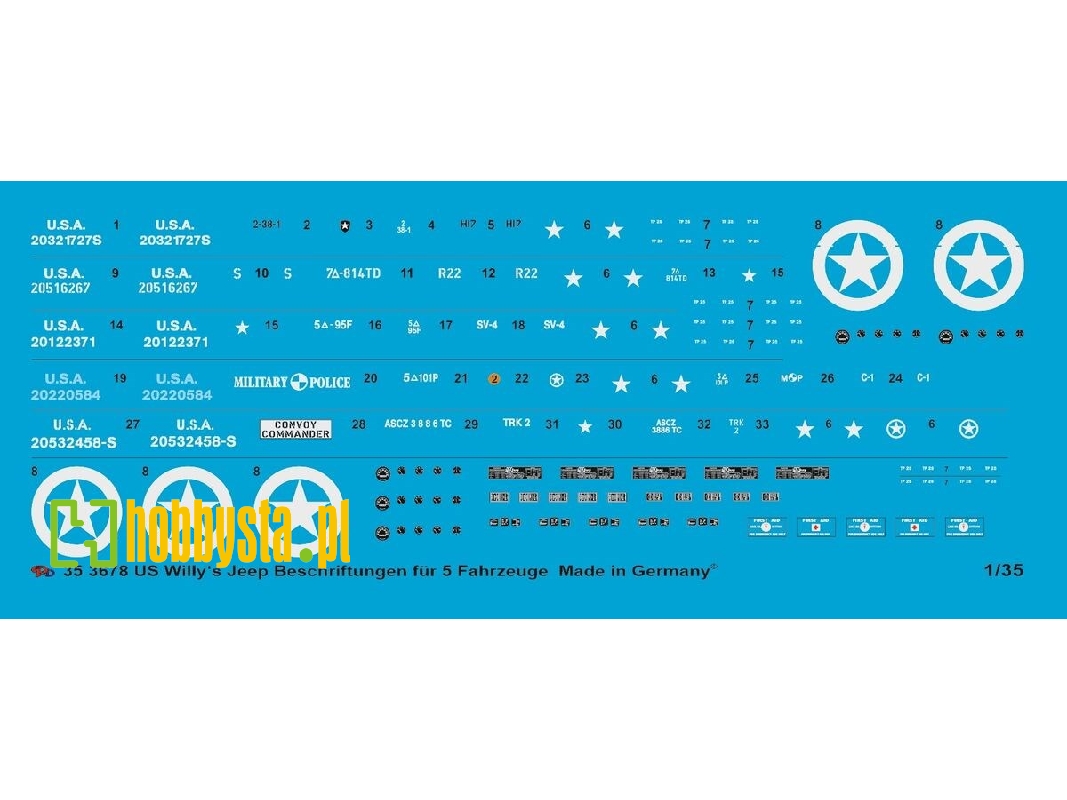 Us Military Willy's Jeep Markings For 5 Jeeps - zdjęcie 1