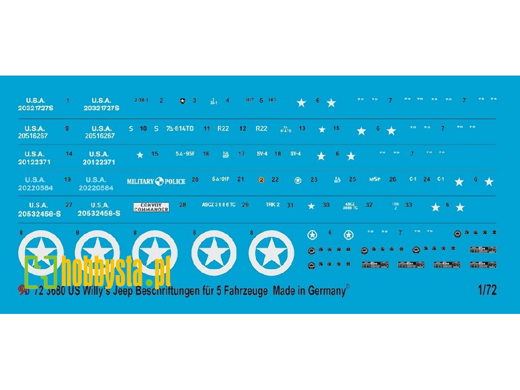 Us Military Willy's Jeep Markings For 5 Jeeps - zdjęcie 1