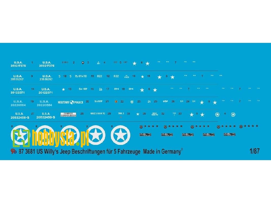 Us Military Willy's Jeep Markings For 5 Jeeps - zdjęcie 1