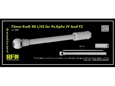 Gun Barrel 75 Mm Kwk 40 L/43 Pz.Kpfw.Iv F2 (3d-printed / For Rfm Kits) - zdjęcie 1