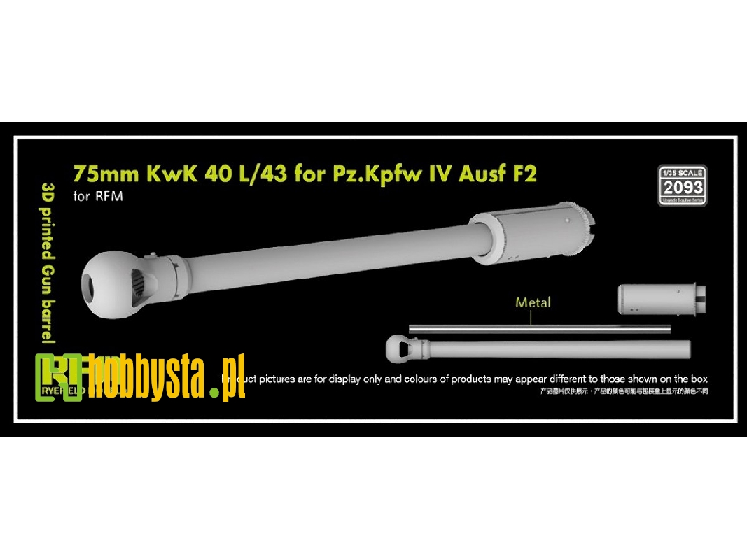 Gun Barrel 75 Mm Kwk 40 L/43 Pz.Kpfw.Iv F2 (3d-printed / For Rfm Kits) - zdjęcie 1