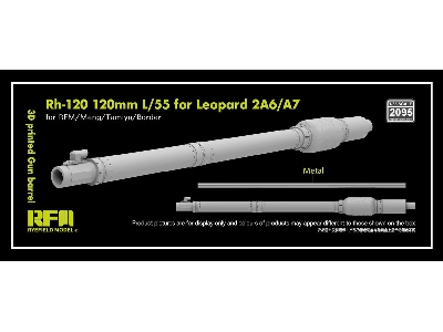 Gun Barrel Rh-120 120mm L55 Leopard 2 A6/A7 (3d-printed / For Rfm, Meng, Tamiya And Border Kits) - zdjęcie 1