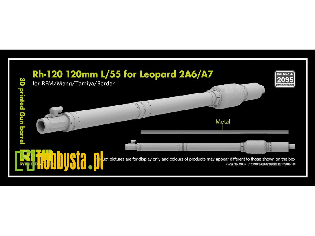 Gun Barrel Rh-120 120mm L55 Leopard 2 A6/A7 (3d-printed / For Rfm, Meng, Tamiya And Border Kits) - zdjęcie 1