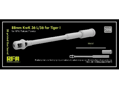 Gun Barrel 88mm Kwk 36 L/56 For Tiger I (3d-printed / For Rfm, Takom And Tamiya Kits) - zdjęcie 1