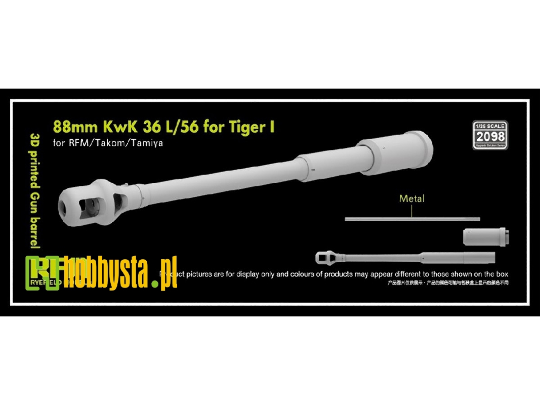 Gun Barrel 88mm Kwk 36 L/56 For Tiger I (3d-printed / For Rfm, Takom And Tamiya Kits) - zdjęcie 1
