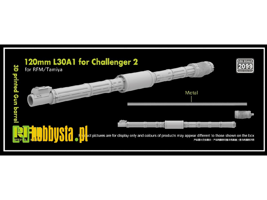 Gun Barrel 120mm L30a1 For Challenger 2 (3d-printed / For Rye Field Model And Tamiya Kits) - zdjęcie 1