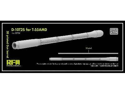 Gun Barrel D-10t2s 100mm L/53.5 For T-55amd (3d-printed / For Rye Field Model Kits) - zdjęcie 1