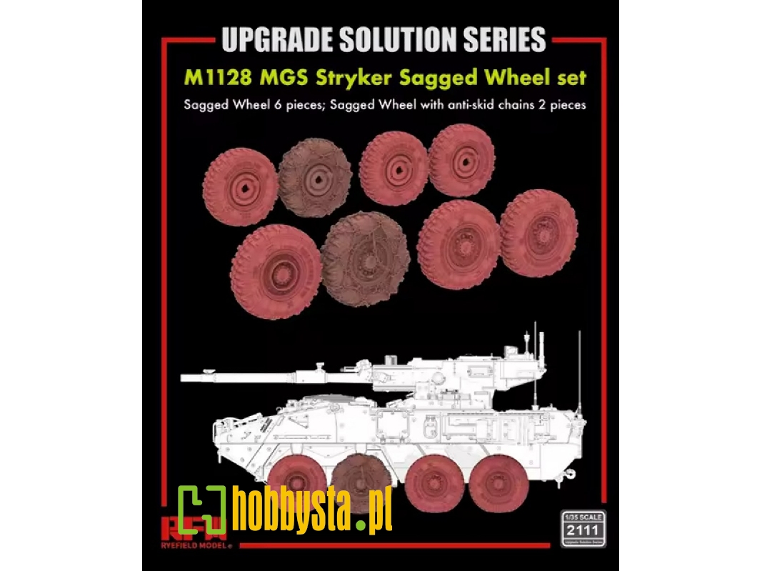 M1128 Mgs Stryker - Sagged Wheel Set (6 Pcs) + With Anti-skid Chains (2 Pcs) - zdjęcie 1