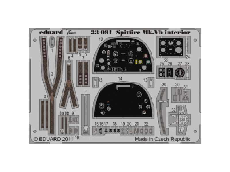 Spitfire Mk. Vb interior S. A. 1/32 - Hobby Boss - blaszki - zdjęcie 1 Spitfire Mk. Vb interior S. A. 1/32 - Hobby Boss - blaszki - zdjęcie 1