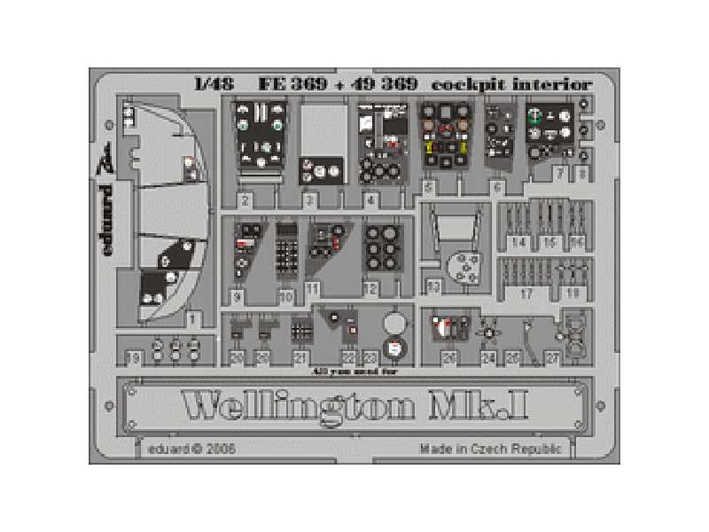 Wellington Mk. I cockpit interior 1/48 - Trumpeter - blaszki - zdjęcie 1 Wellington Mk. I cockpit interior 1/48 - Trumpeter - blaszki - zdjęcie 1