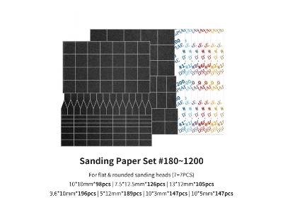 Msp-ess Sanding Paper Set 180-1200 Grit (For Rounded Sanding Heads) - zdjęcie 1