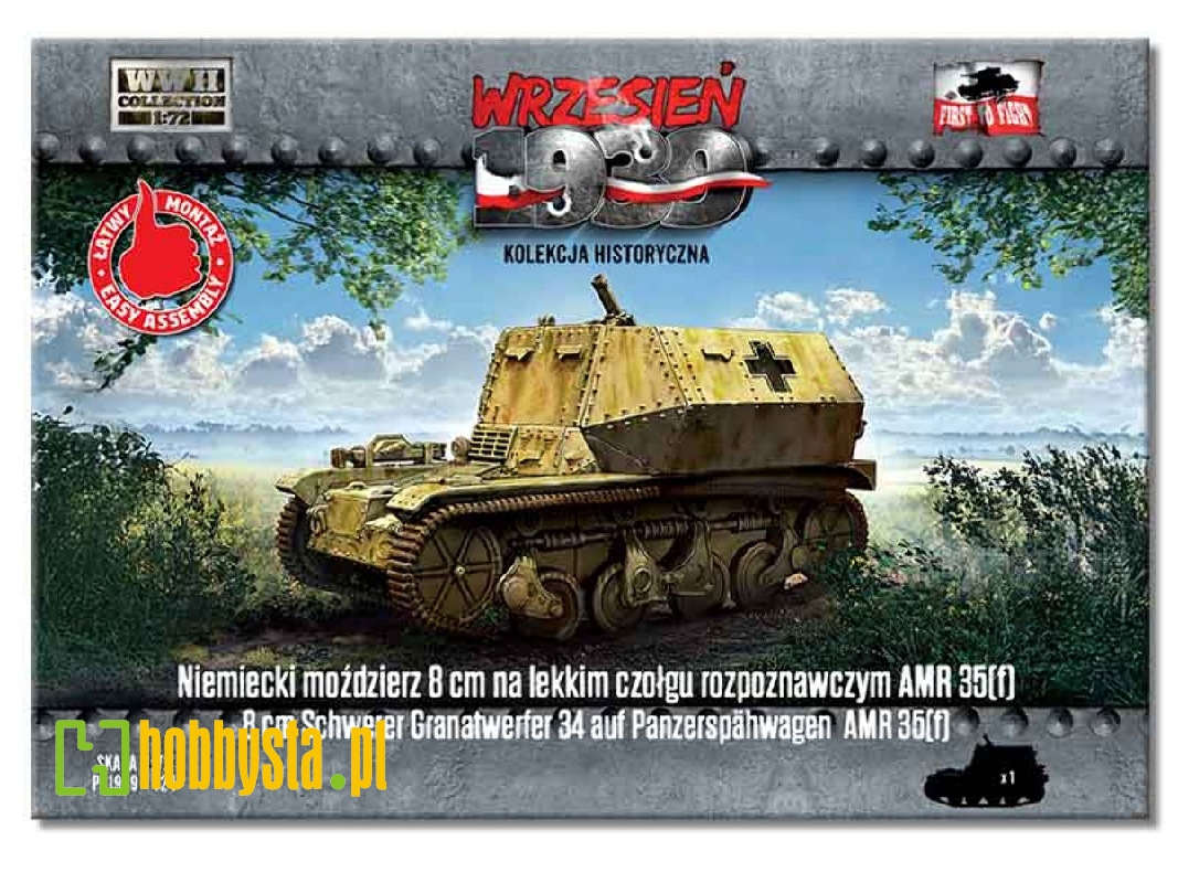 Niemiecki moździerz 8 cm na lekkim czołgu rozpoznawczym AMR 35(f) - zdjęcie 1