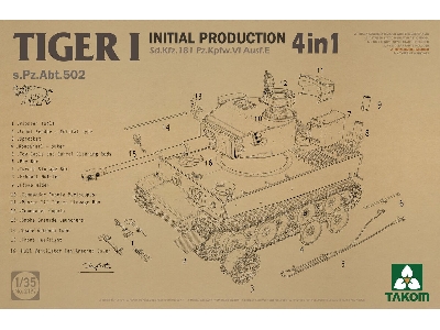 Tiger I Initial Production - Sd.Kfz.181 Pz.Kpfw.Vi Ausf.E (4 In 1 Kit) - zdjęcie 1