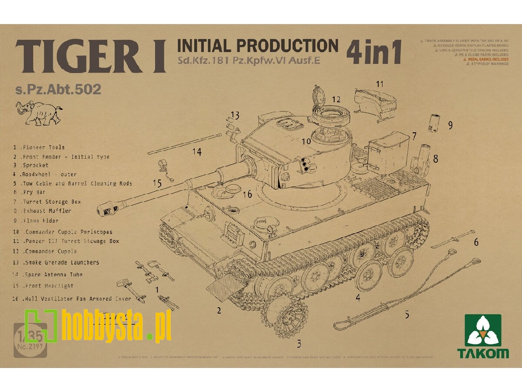 Tiger I Initial Production - Sd.Kfz.181 Pz.Kpfw.Vi Ausf.E (4 In 1 Kit) - zdjęcie 1