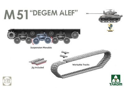 Sherman Two Box - M4a1(76w) Vvss Late Production & M51 "degem Alef" & Us Army 1/4 Ton Utility Truck & Mp Figure - zdjęcie 6