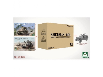 Sherman Two Box - M4a1(76w) Vvss Late Production & M51 "degem Alef" & Us Army 1/4 Ton Utility Truck & Mp Figure - zdjęcie 9