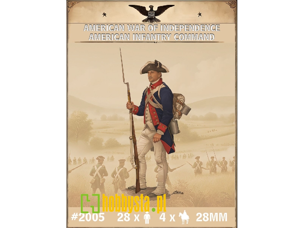 American War Of Independece - American Infantry Command (28 Figures) - zdjęcie 1