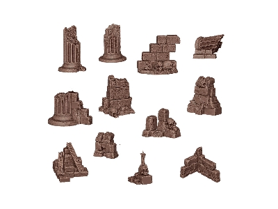 Village Ruins - Basing Bits (3d-printed / 12 Pcs) - zdjęcie 2