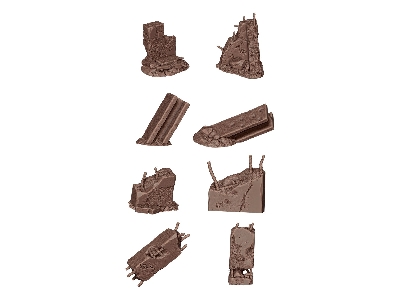 Concrete Ruins - Basing Bits (3d-printed / 8 Pcs) - zdjęcie 2