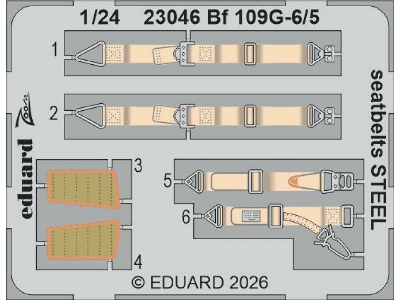 Messerschmitt Bf-109 G-5 / G-6 - Steel Seatbelts (For Airfix Kits) - zdjęcie 1