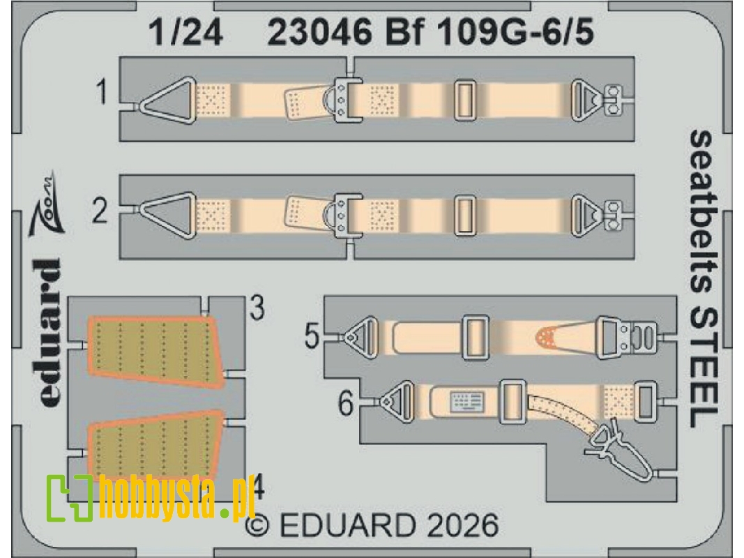 Messerschmitt Bf-109 G-5 / G-6 - Steel Seatbelts (For Airfix Kits) - zdjęcie 1