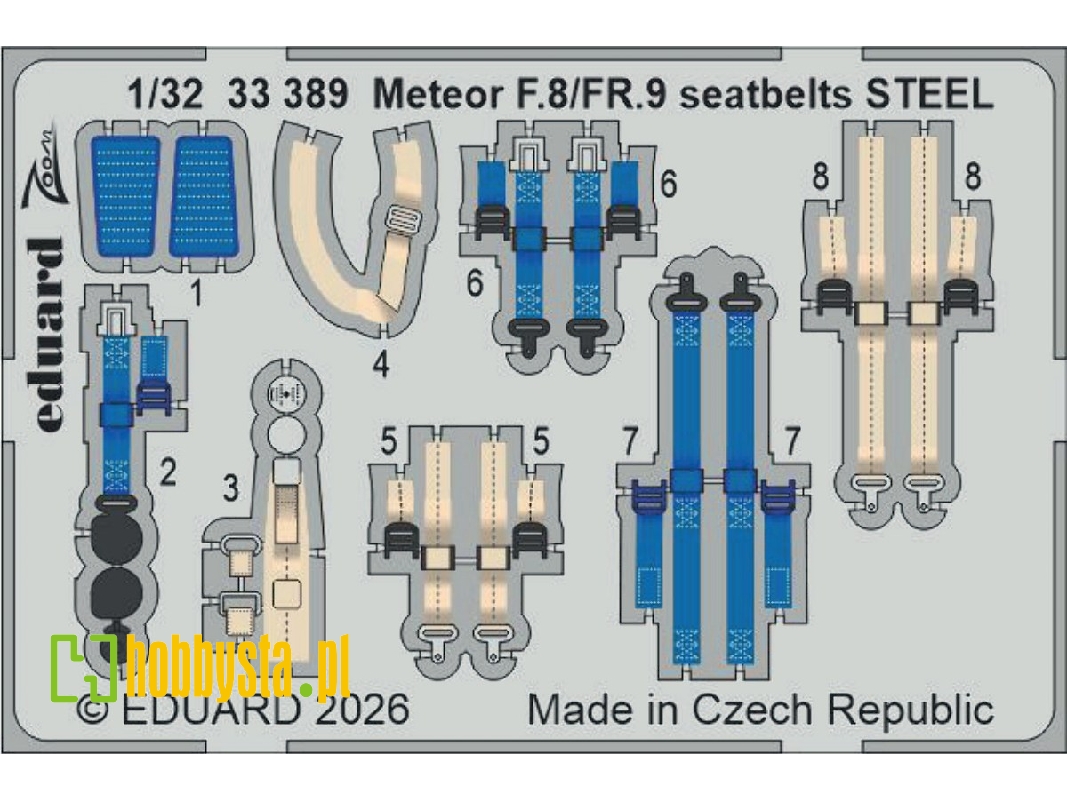 Gloster Meteor F.8 / Fr.9 - Steel Seatbelts (For Revell Kits) - zdjęcie 1