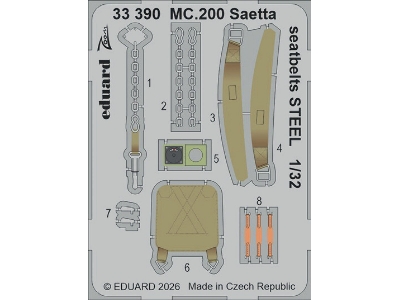 Macchi Mc.200 Saetta - Steel Seatbelts (For Italeri Kits) - zdjęcie 1