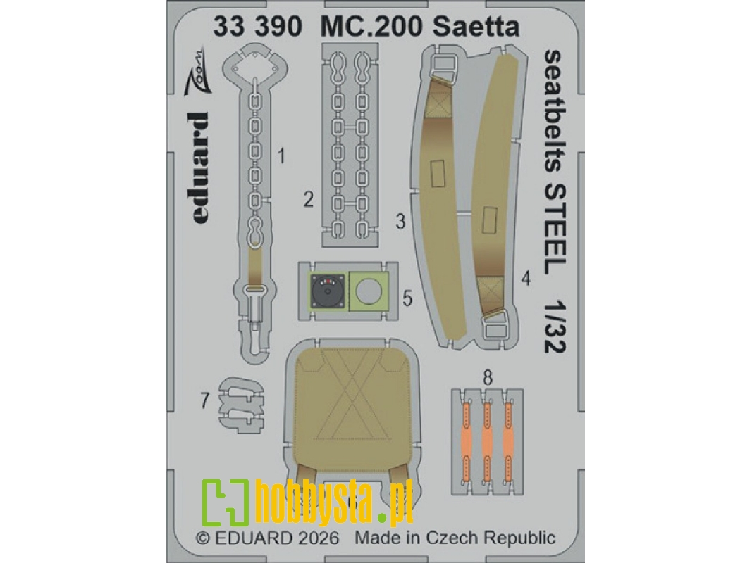 Macchi Mc.200 Saetta - Steel Seatbelts (For Italeri Kits) - zdjęcie 1