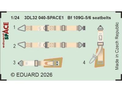 Messerschmitt Bf-109 G-5 / G-6 - Seatbelts (For Airfix Kits) - zdjęcie 1