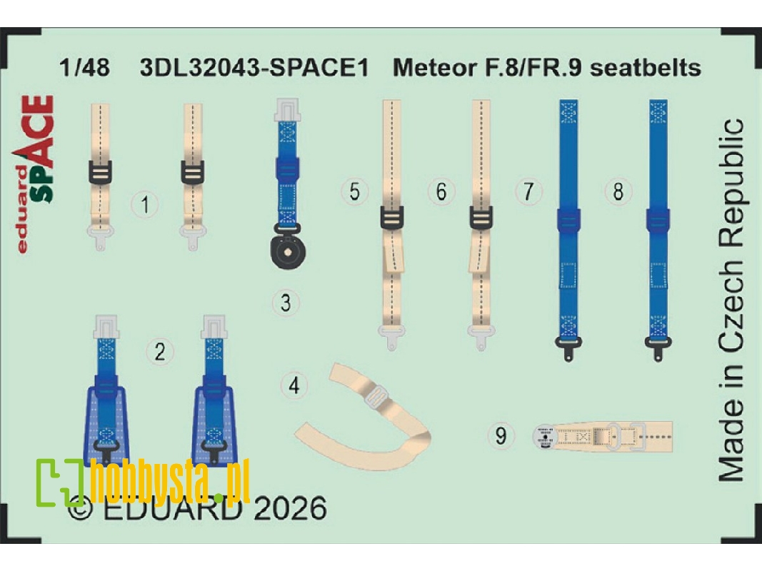 Gloster Meteor F.8 / Fr.9 - Seatbelts Space Set (For Revell Kits) - zdjęcie 1