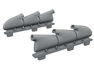 Supermarine Spitfire Mk.V - 3d-printed Three-stacks Exhaust Rounded (For Eduard Kits) - zdjęcie 1