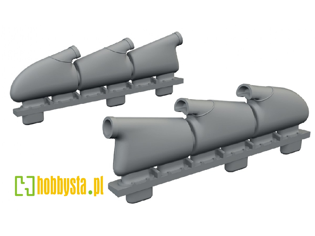 Supermarine Spitfire Mk.V - 3d-printed Three-stacks Exhaust Rounded (For Eduard Kits) - zdjęcie 1