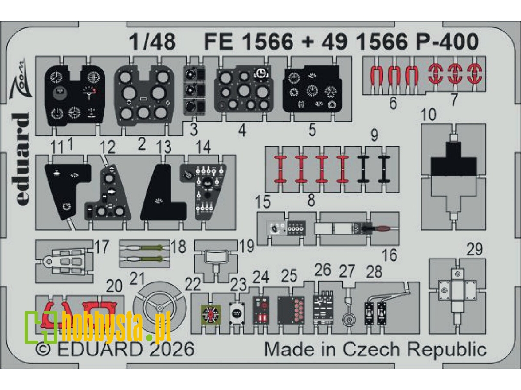 Bell P-400 Airacobra -  Cockpit Pe Zoom Set (For Arma Hobby Kits) - zdjęcie 1