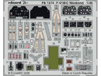 North American P-51 B/C Mustang - Cockpit Pe Zoom Set (Weekend Edition / For Eduard Kits) - zdjęcie 1