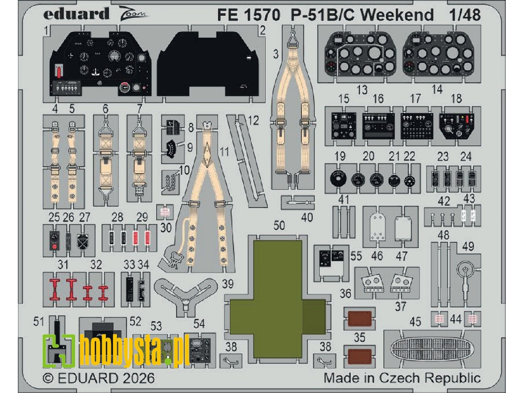 North American P-51 B/C Mustang - Cockpit Pe Zoom Set (Weekend Edition / For Eduard Kits) - zdjęcie 1