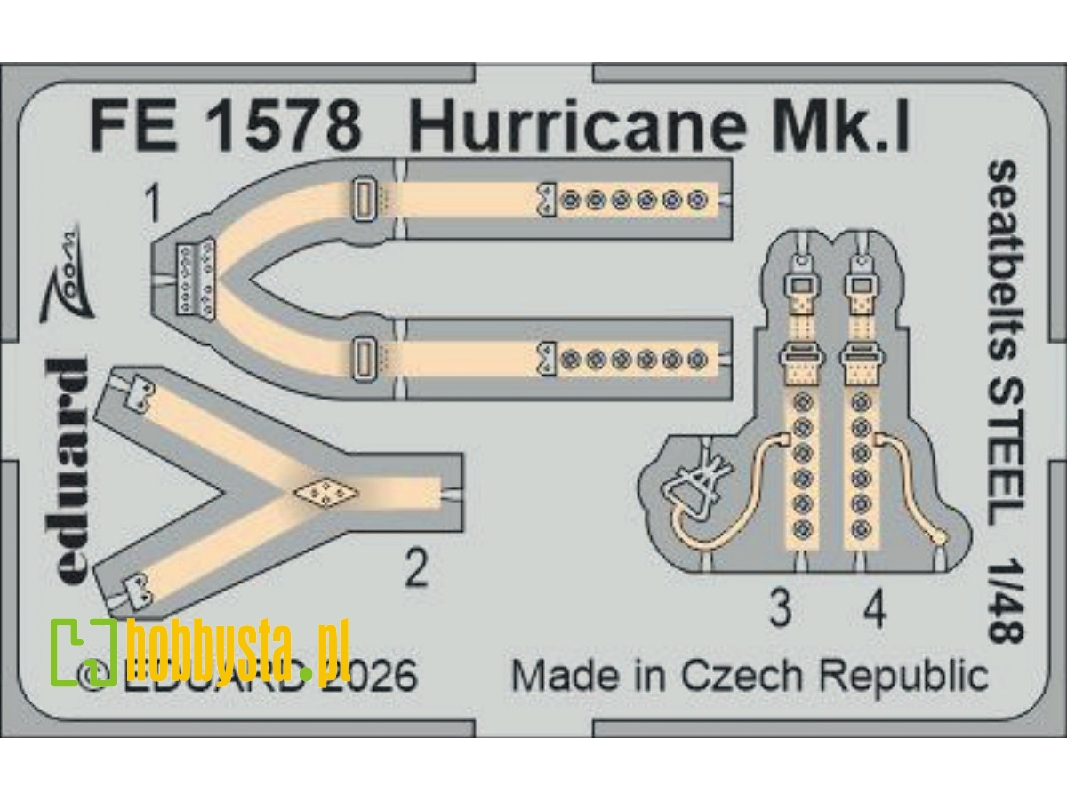 Hawker Hurricane Mk.I - Steel Seatbelts (For Arma Hobby Kits) - zdjęcie 1
