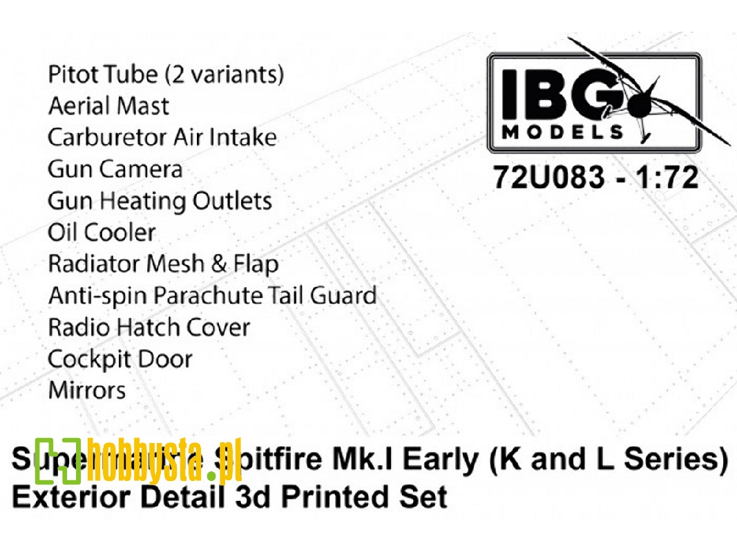 Supermarine Spitfire Mk I Early (K And L Series) - Exterior Details Set (3d-printed) - zdjęcie 1